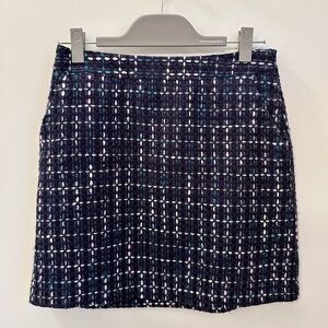 Loft Metallic Tweed Mini Skirt, Navy, size 4P petites